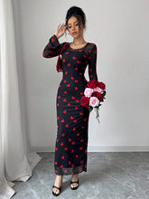 Elenzga 2pcs/Set Valentine's Day Red Heart Print Mesh Outfits